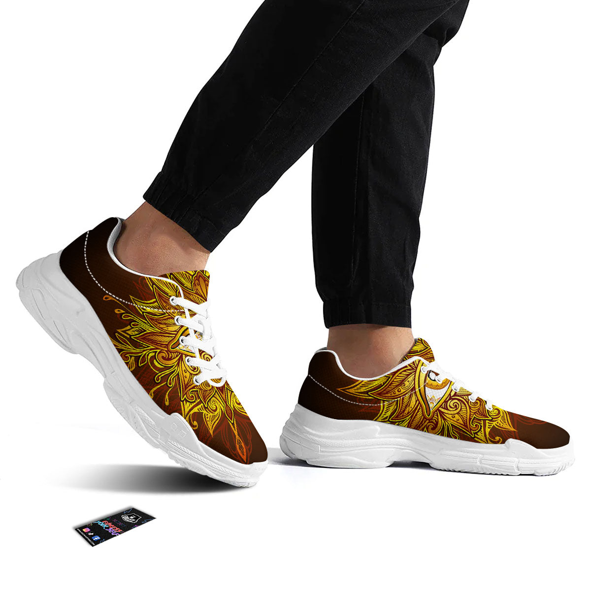 All Seeing Eye Gold Print White Chunky Shoes-grizzshop