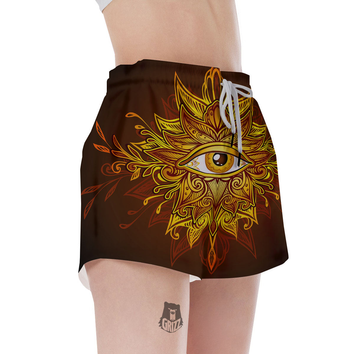 All Seeing Eye Gold Print Women's Shorts-grizzshop