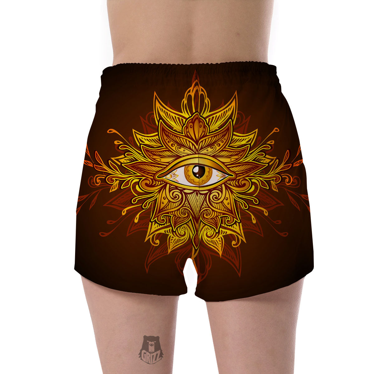 All Seeing Eye Gold Print Women's Shorts-grizzshop