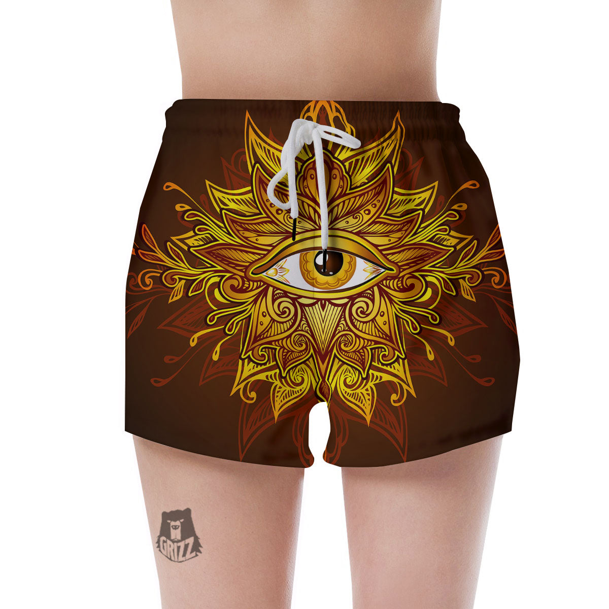 All Seeing Eye Gold Print Women's Shorts-grizzshop