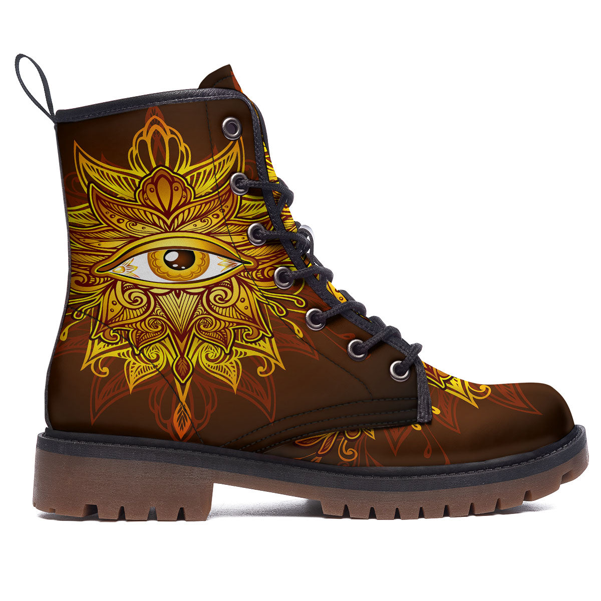 All Seeing Eye Gold Print Work Boots-grizzshop