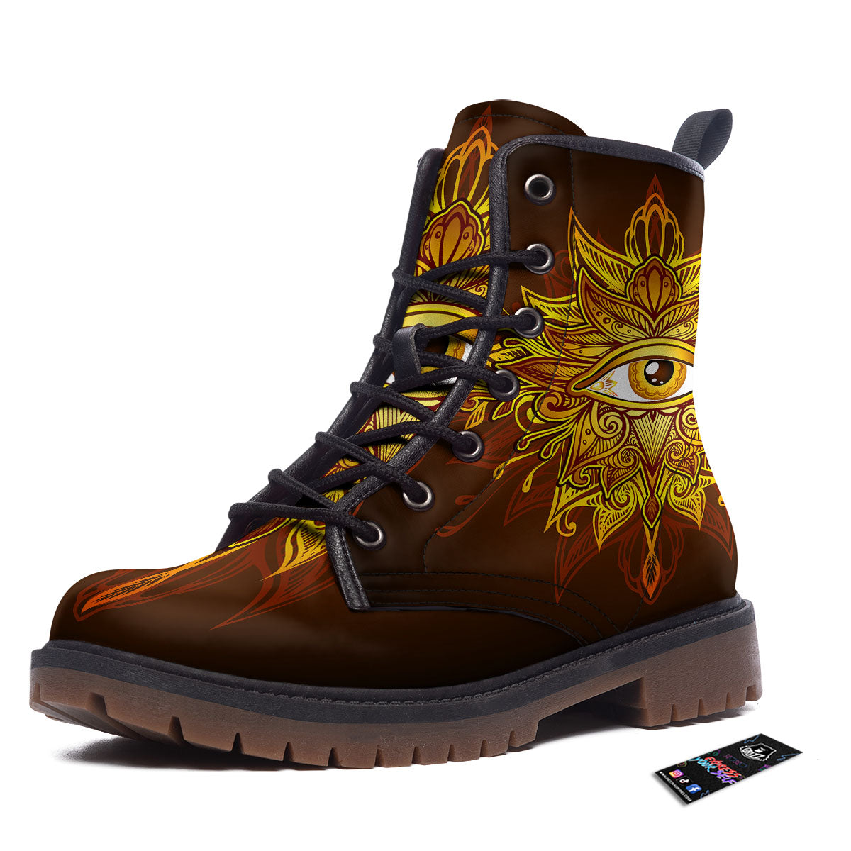 All Seeing Eye Gold Print Work Boots-grizzshop