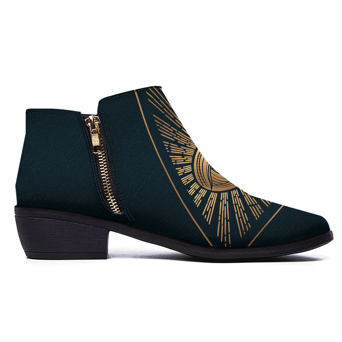 All Seeing Eye Masonic Print Ankle Boots-grizzshop