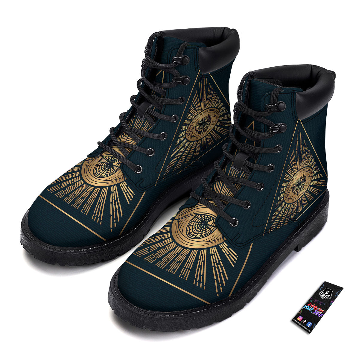 All Seeing Eye Masonic Print Boots-grizzshop