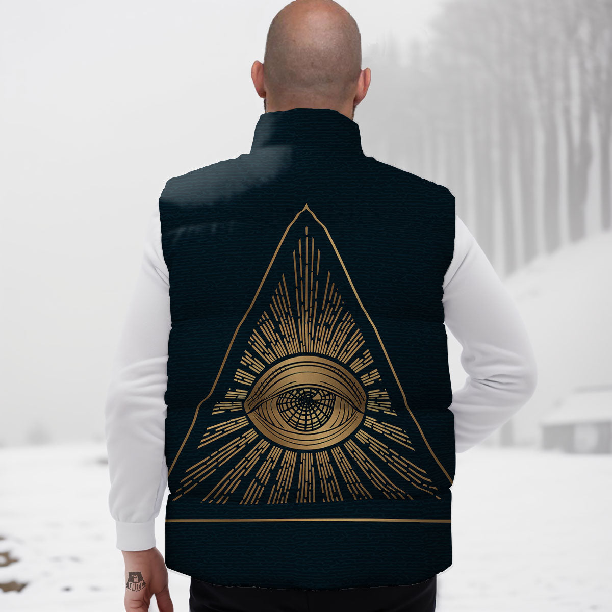 All Seeing Eye Masonic Print Down Vest