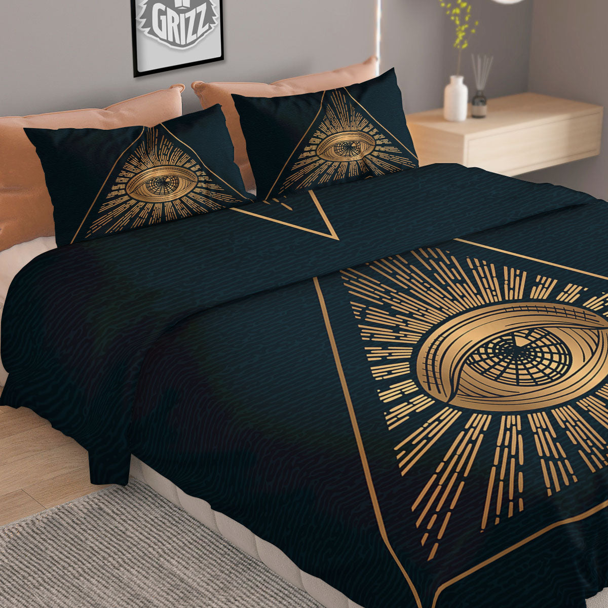 All Seeing Eye Masonic Print Duvet Cover Bedding Set