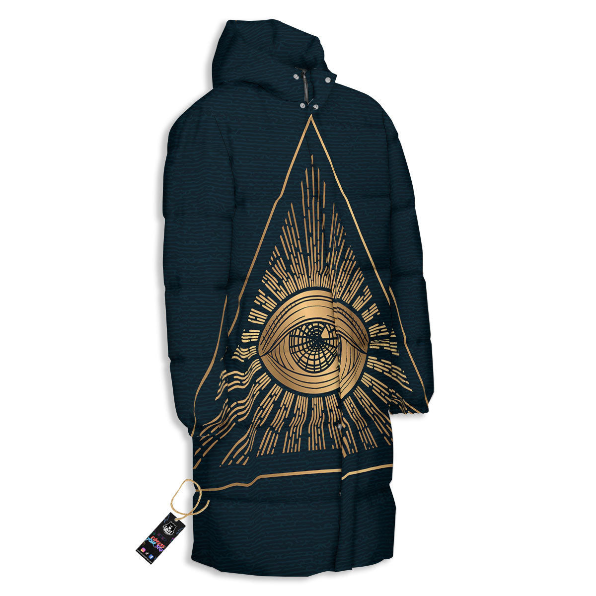 All Seeing Eye Masonic Print Long Down Jacket-grizzshop
