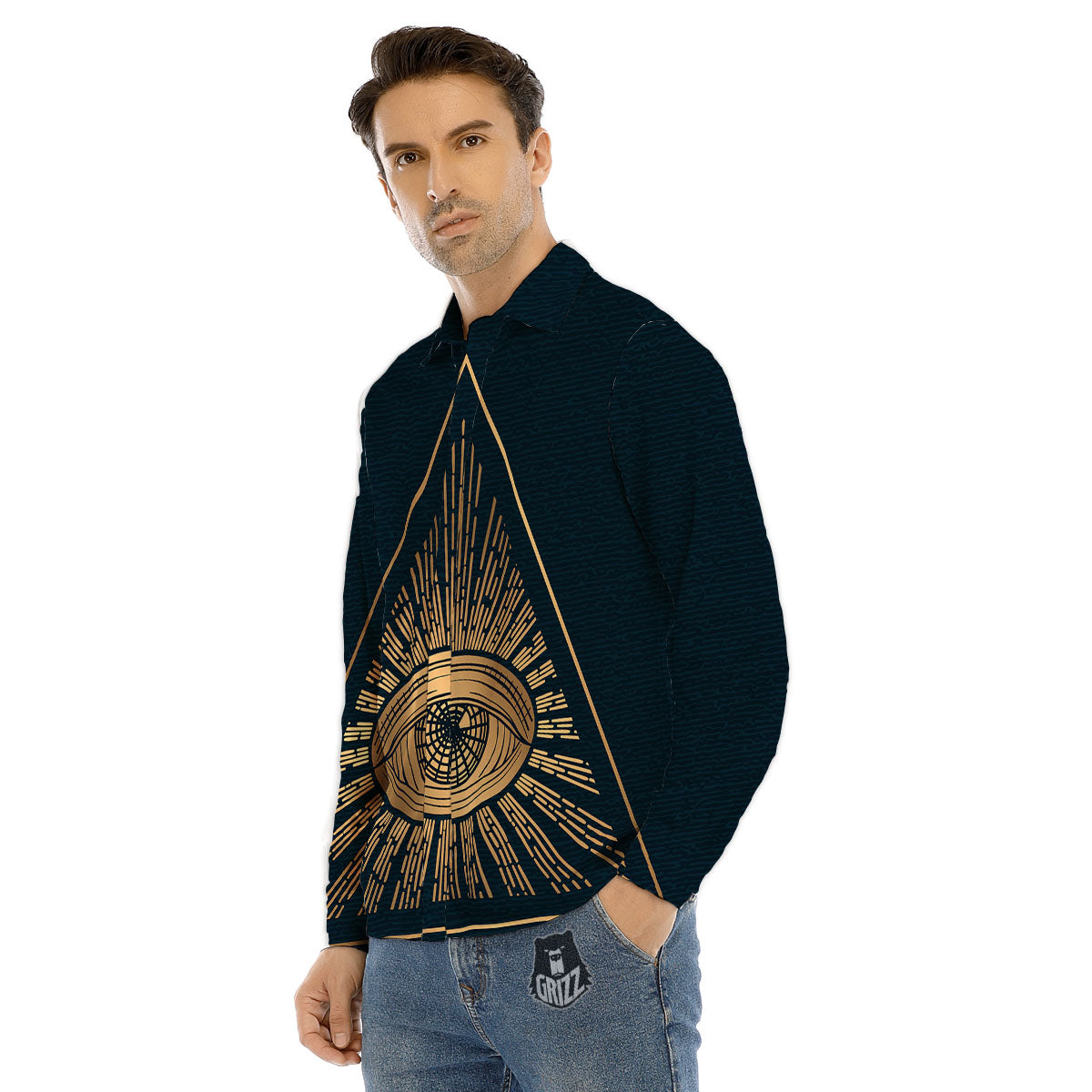 All Seeing Eye Masonic Print Men's Dress Shirts-grizzshop