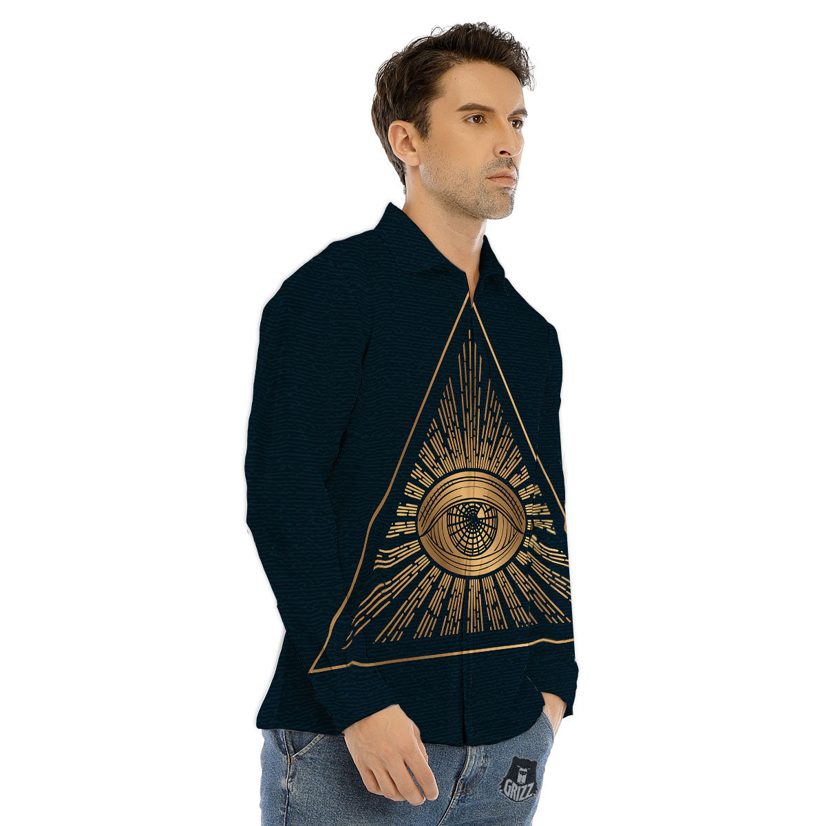 All Seeing Eye Masonic Print Men's Dress Shirts-grizzshop