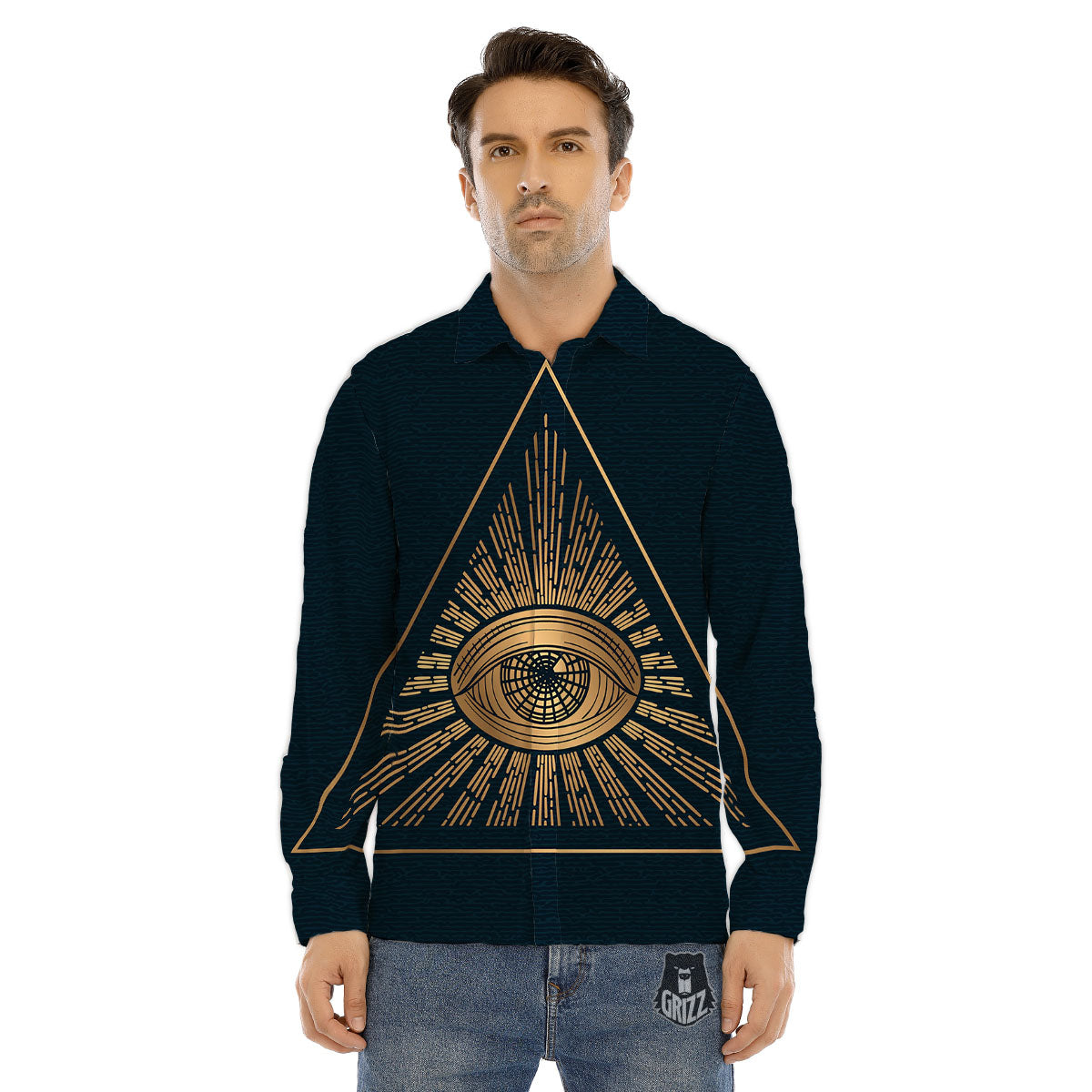 All Seeing Eye Masonic Print Men's Dress Shirts-grizzshop