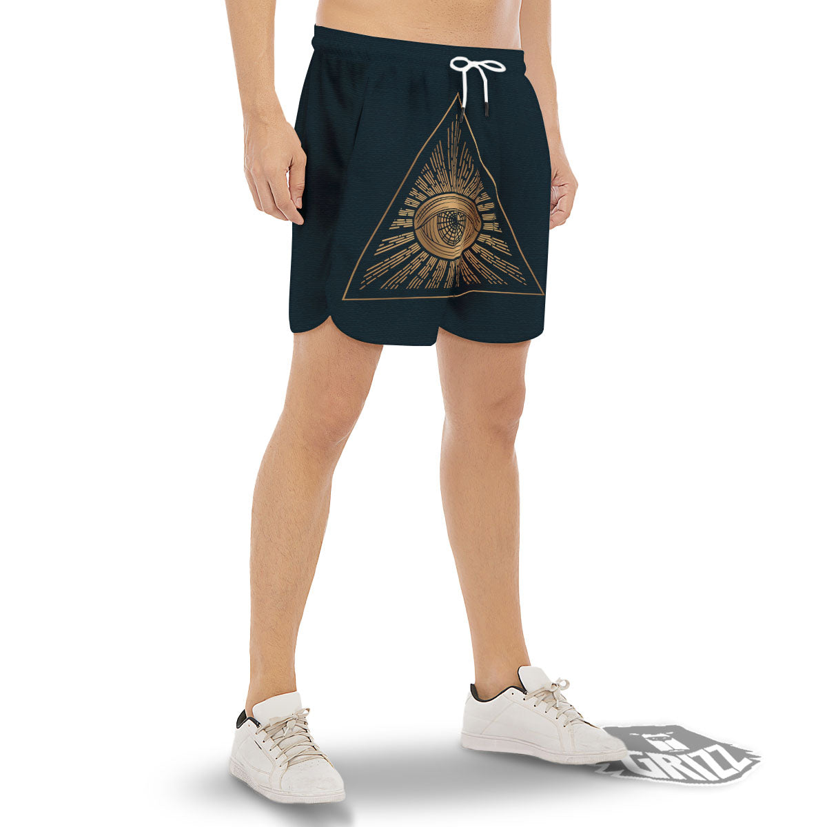 All Seeing Eye Masonic Print Men's Gym Shorts-grizzshop