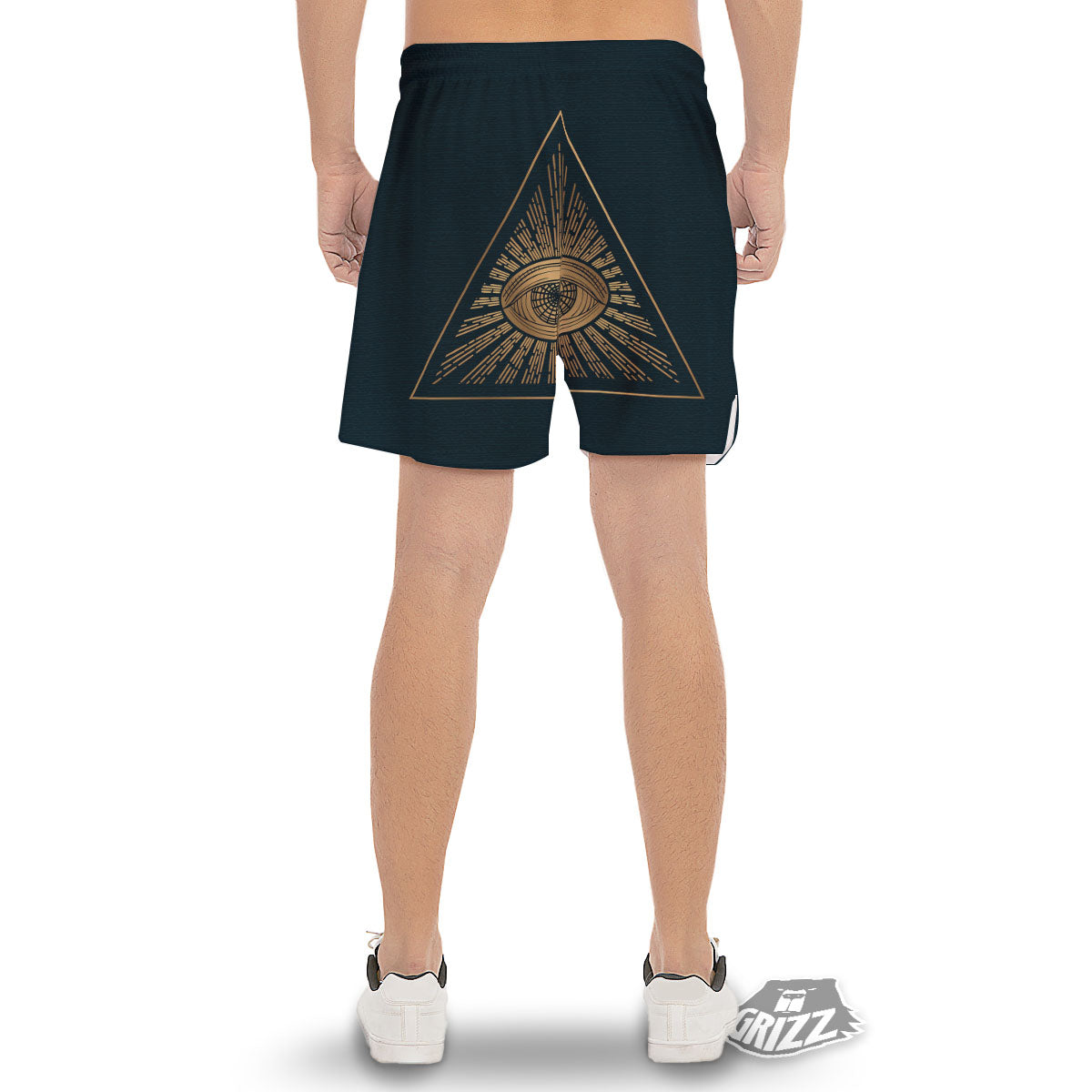 All Seeing Eye Masonic Print Men's Gym Shorts-grizzshop