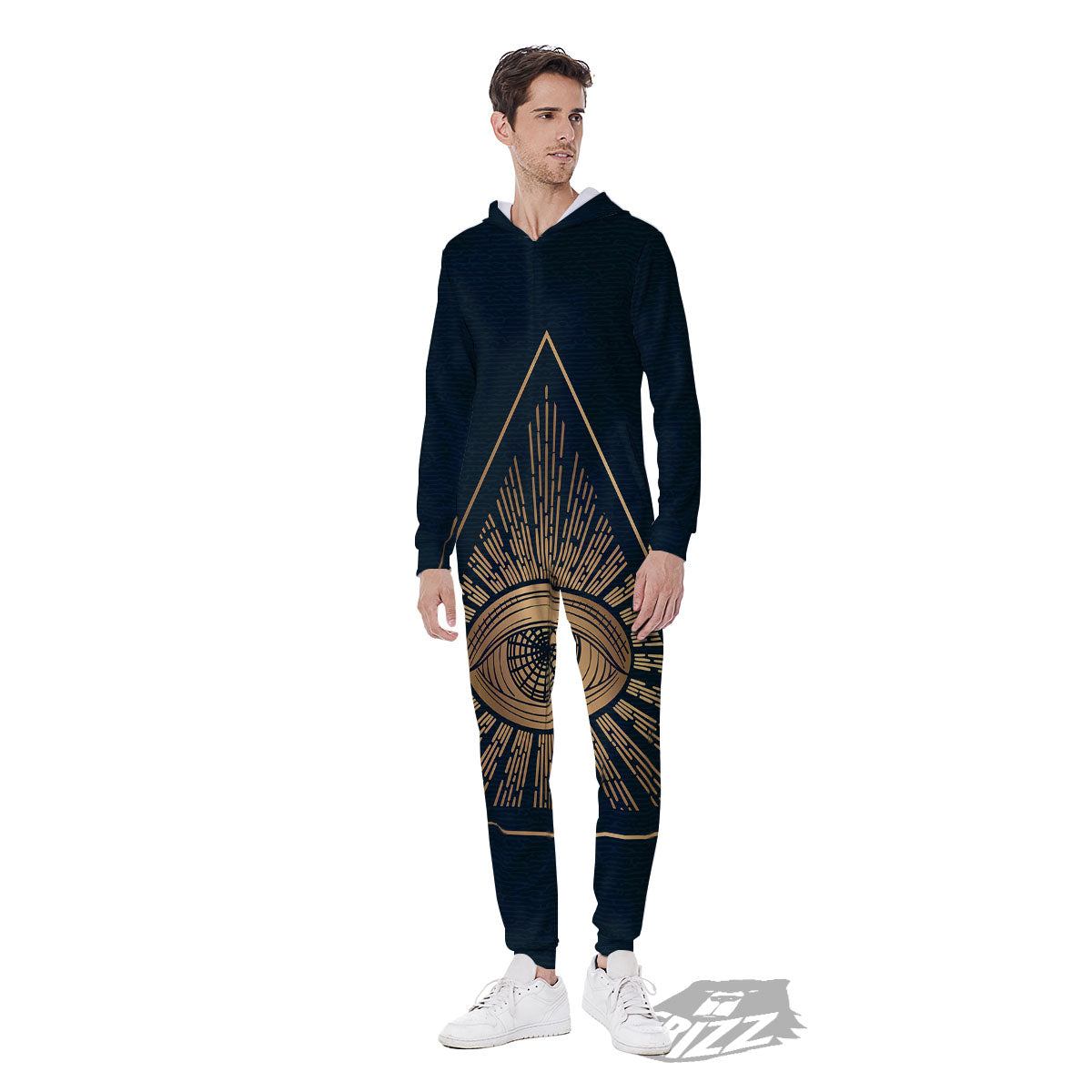All Seeing Eye Masonic Print Men's Jumpsuit-grizzshop
