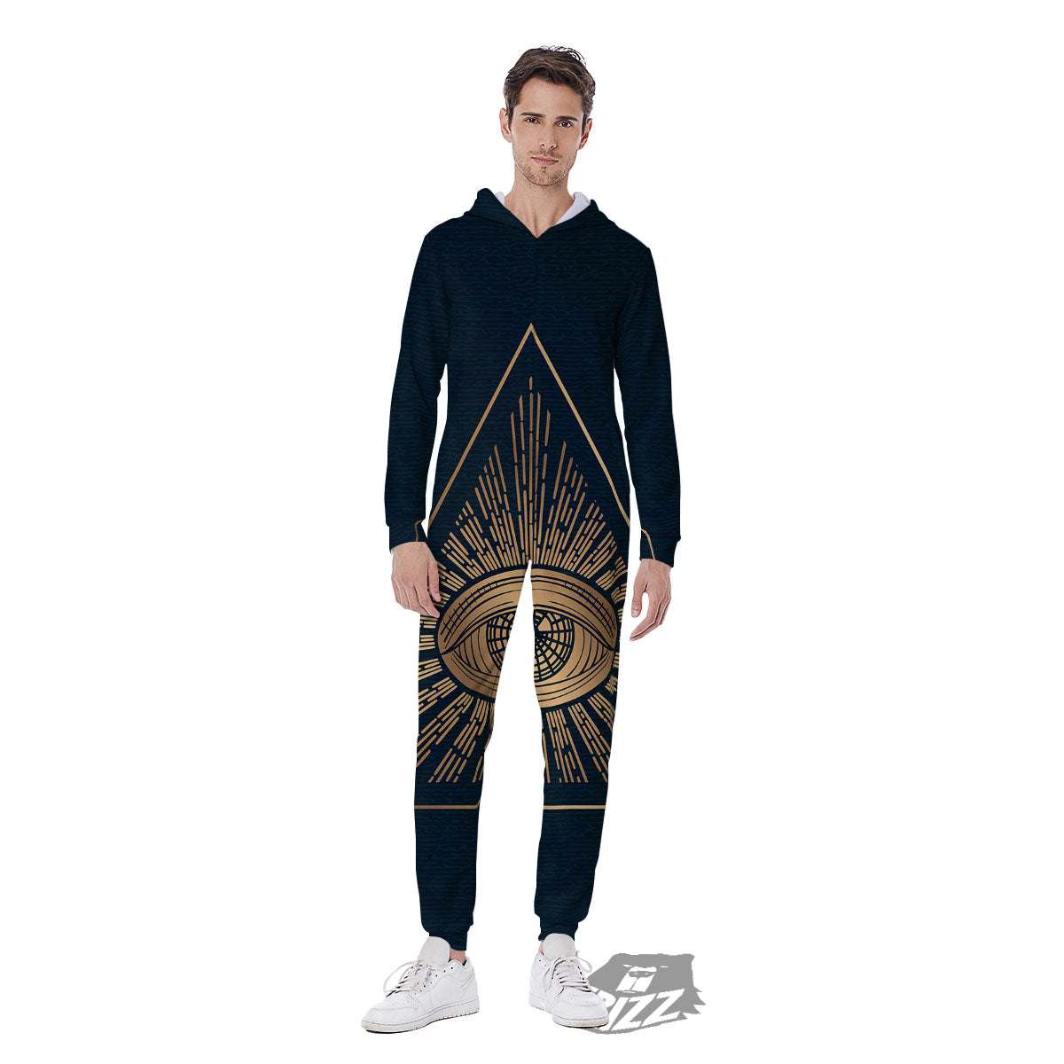 All Seeing Eye Masonic Print Men's Jumpsuit-grizzshop