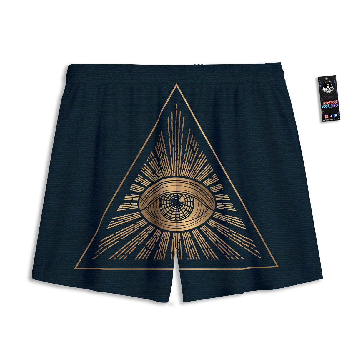 All Seeing Eye Masonic Print Mesh Shorts