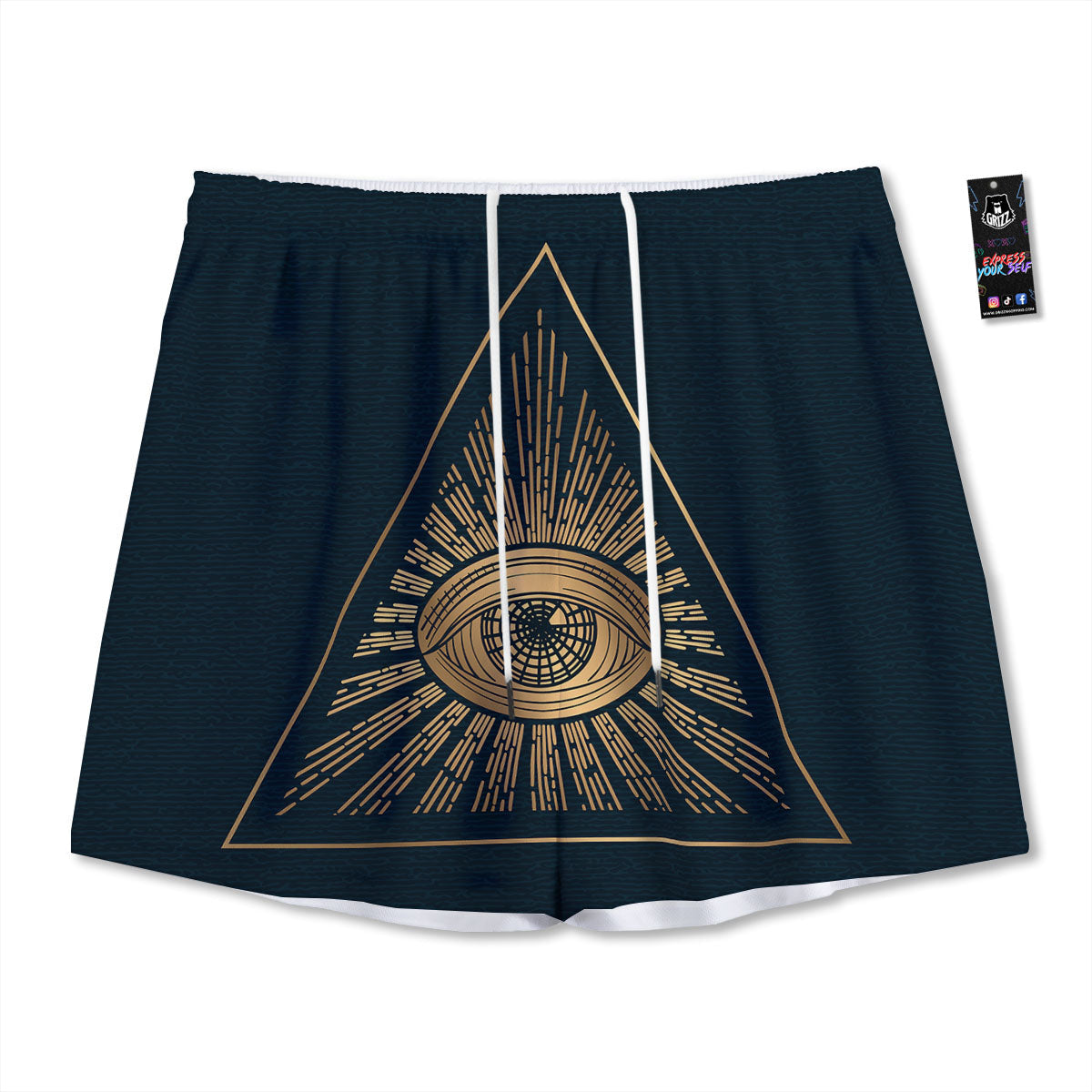All Seeing Eye Masonic Print Mesh Shorts