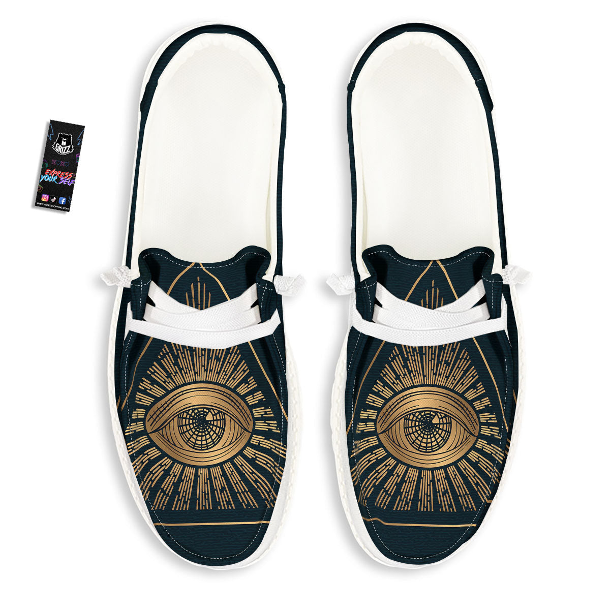 All Seeing Eye Masonic Print White Loafers-grizzshop