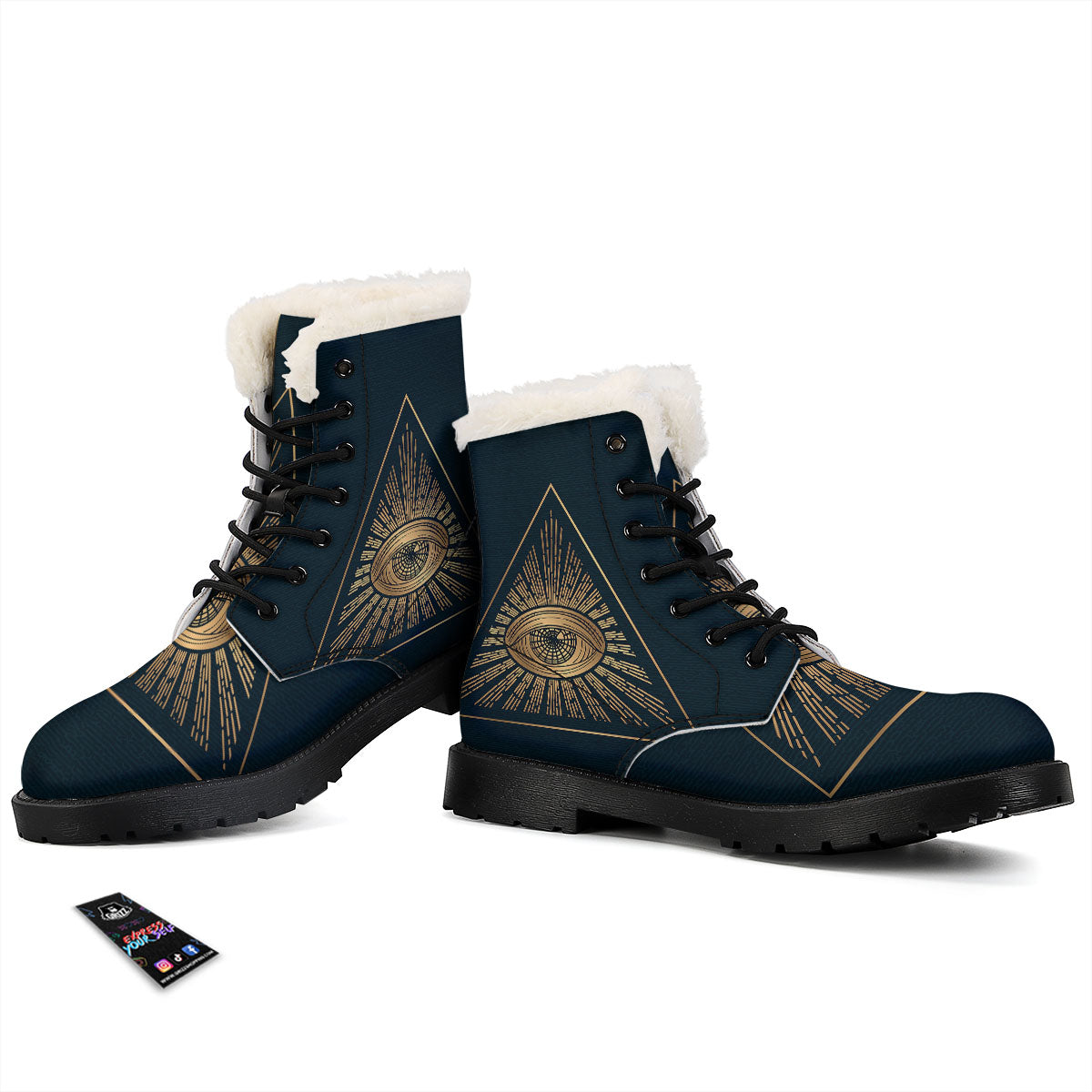 All Seeing Eye Masonic Print Winter Boots-grizzshop