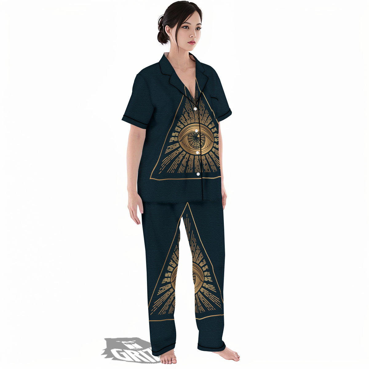 All Seeing Eye Masonic Print Women's Pajamas Set-grizzshop