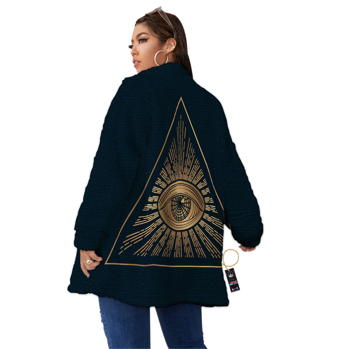 All Seeing Eye Masonic Print Women's Sherpa Jacket-grizzshop
