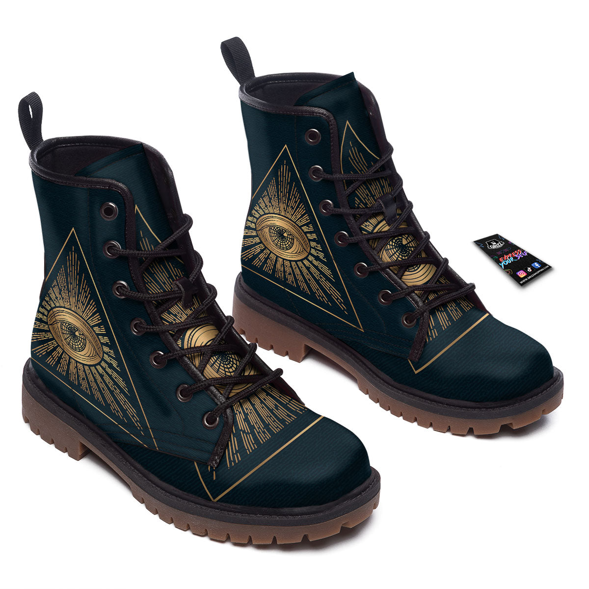 All Seeing Eye Masonic Print Work Boots-grizzshop