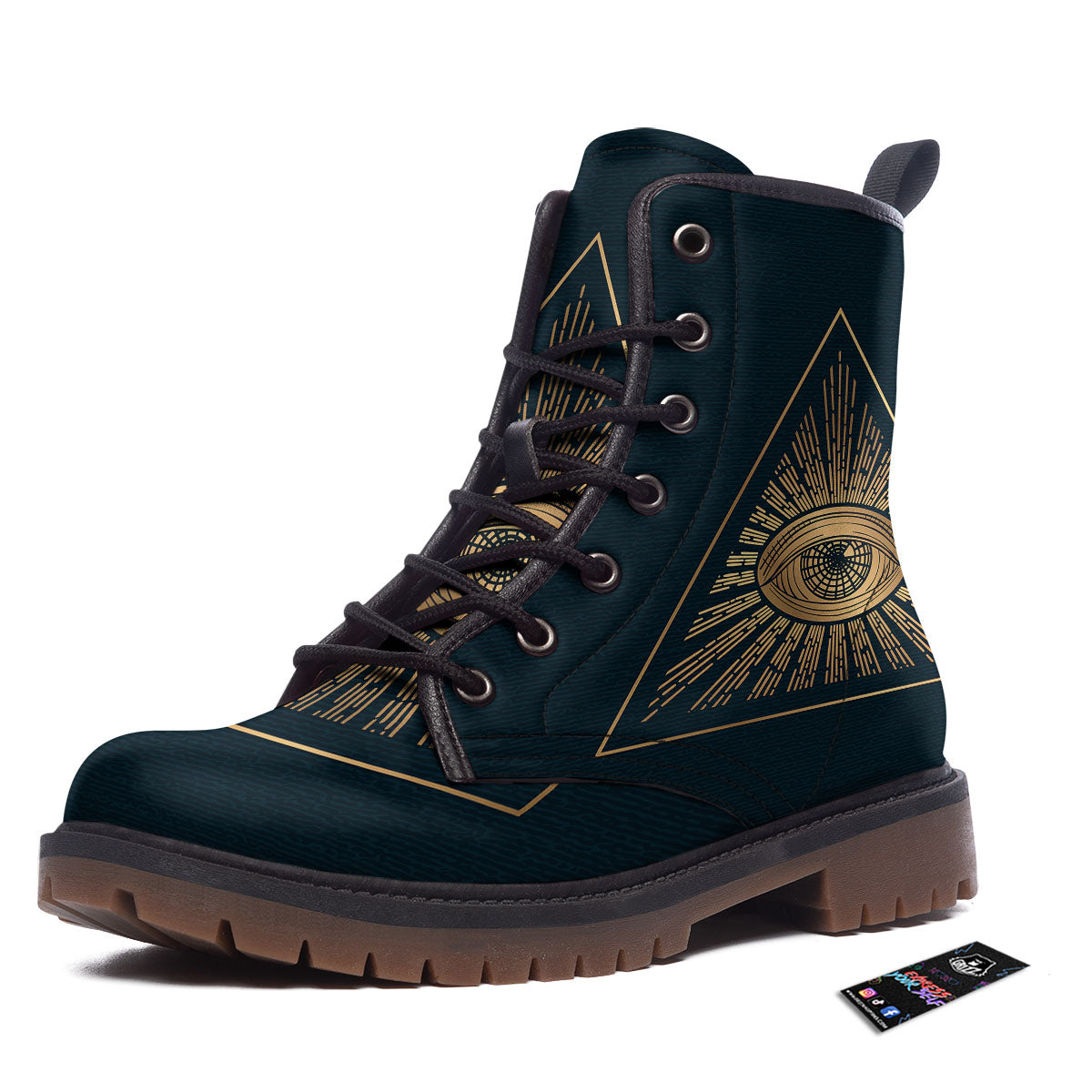 All Seeing Eye Masonic Print Work Boots-grizzshop
