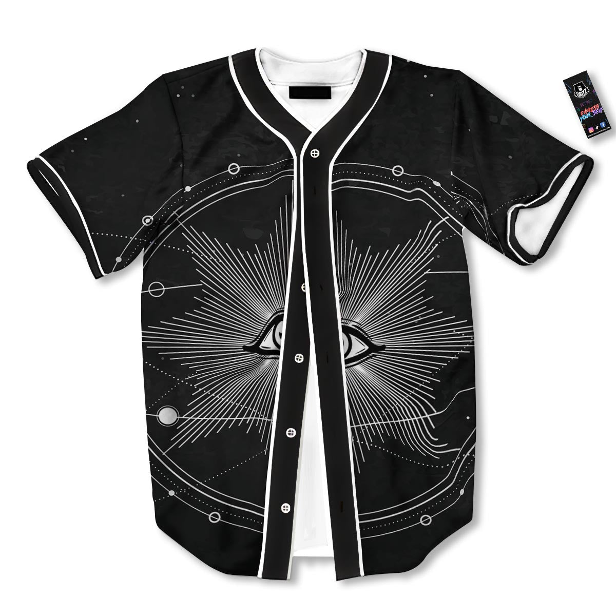 All Seeing Eye Sun Print Baseball Jersey-grizzshop