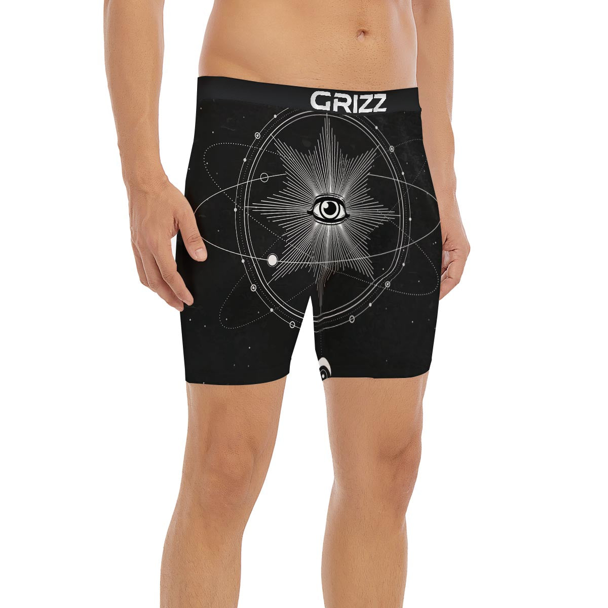 All Seeing Eye Sun Print Boxer Briefs-grizzshop