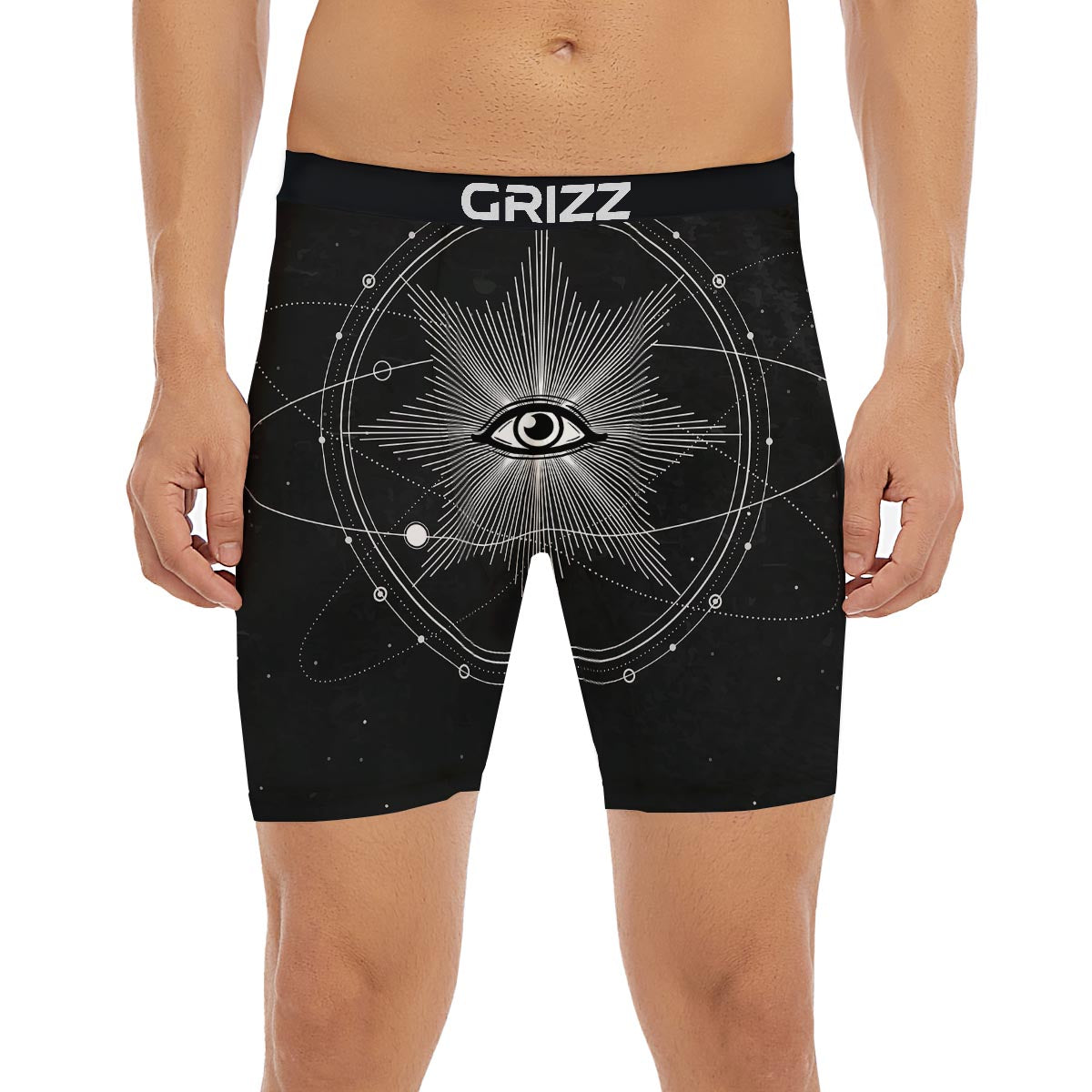 All Seeing Eye Sun Print Boxer Briefs-grizzshop