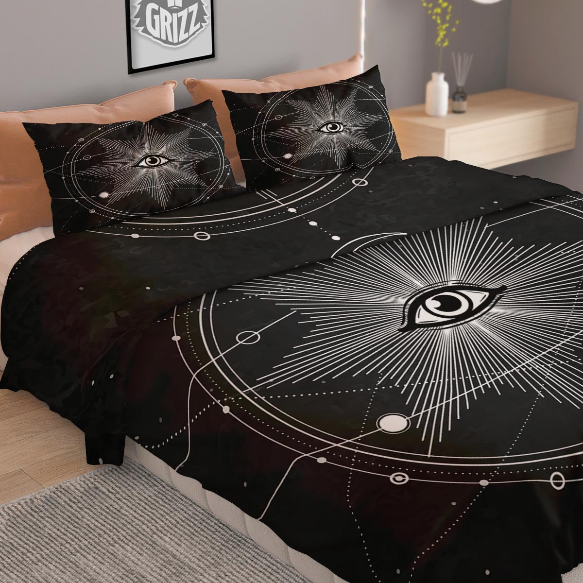 All Seeing Eye Sun Print Duvet Cover Bedding Set