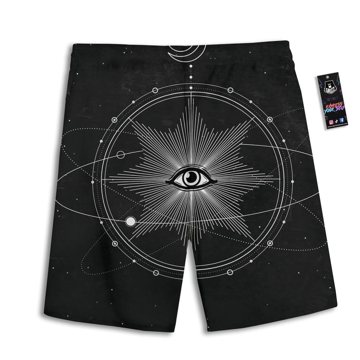 All Seeing Eye Sun Print Men's Athletic Shorts