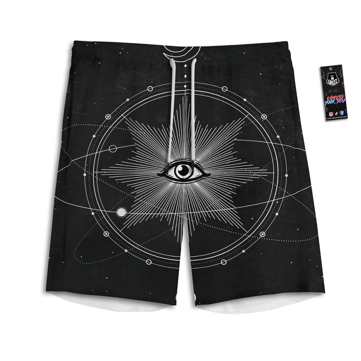 All Seeing Eye Sun Print Men's Athletic Shorts