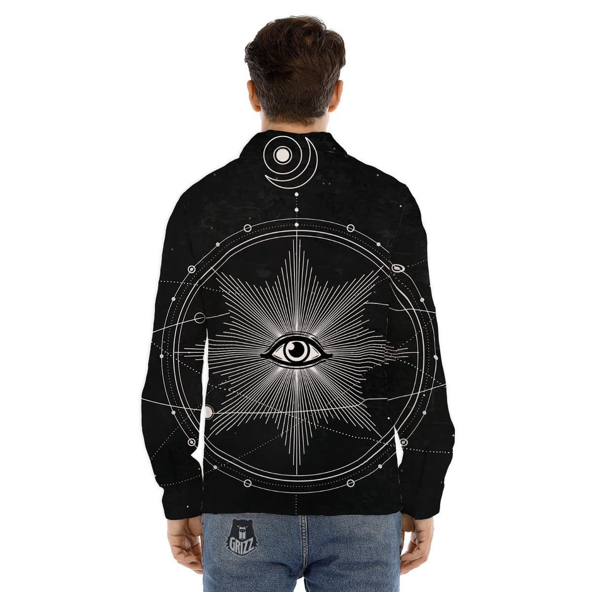 All Seeing Eye Sun Print Men's Dress Shirts-grizzshop