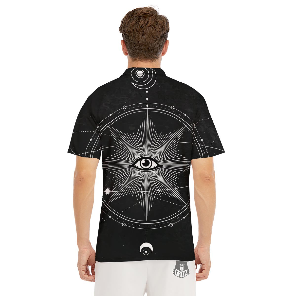 All Seeing Eye Sun Print Men's Golf Shirts-grizzshop
