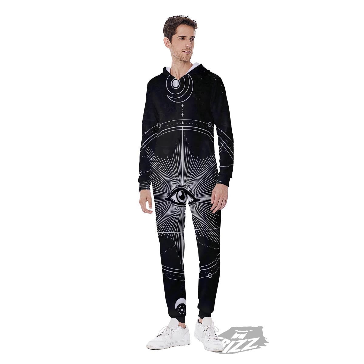 All Seeing Eye Sun Print Men's Jumpsuit-grizzshop