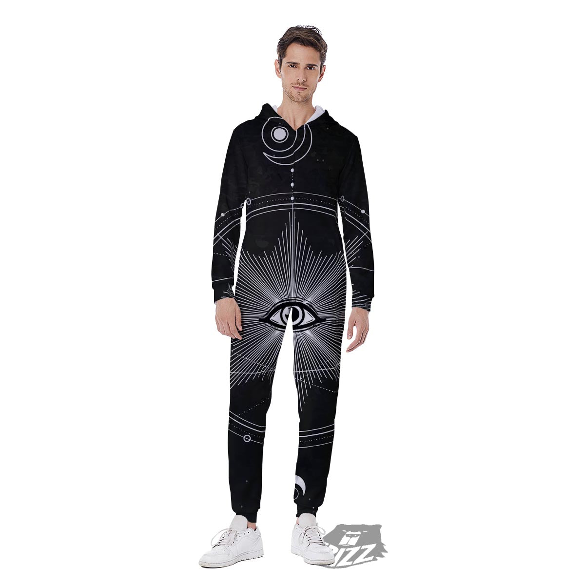 All Seeing Eye Sun Print Men's Jumpsuit-grizzshop
