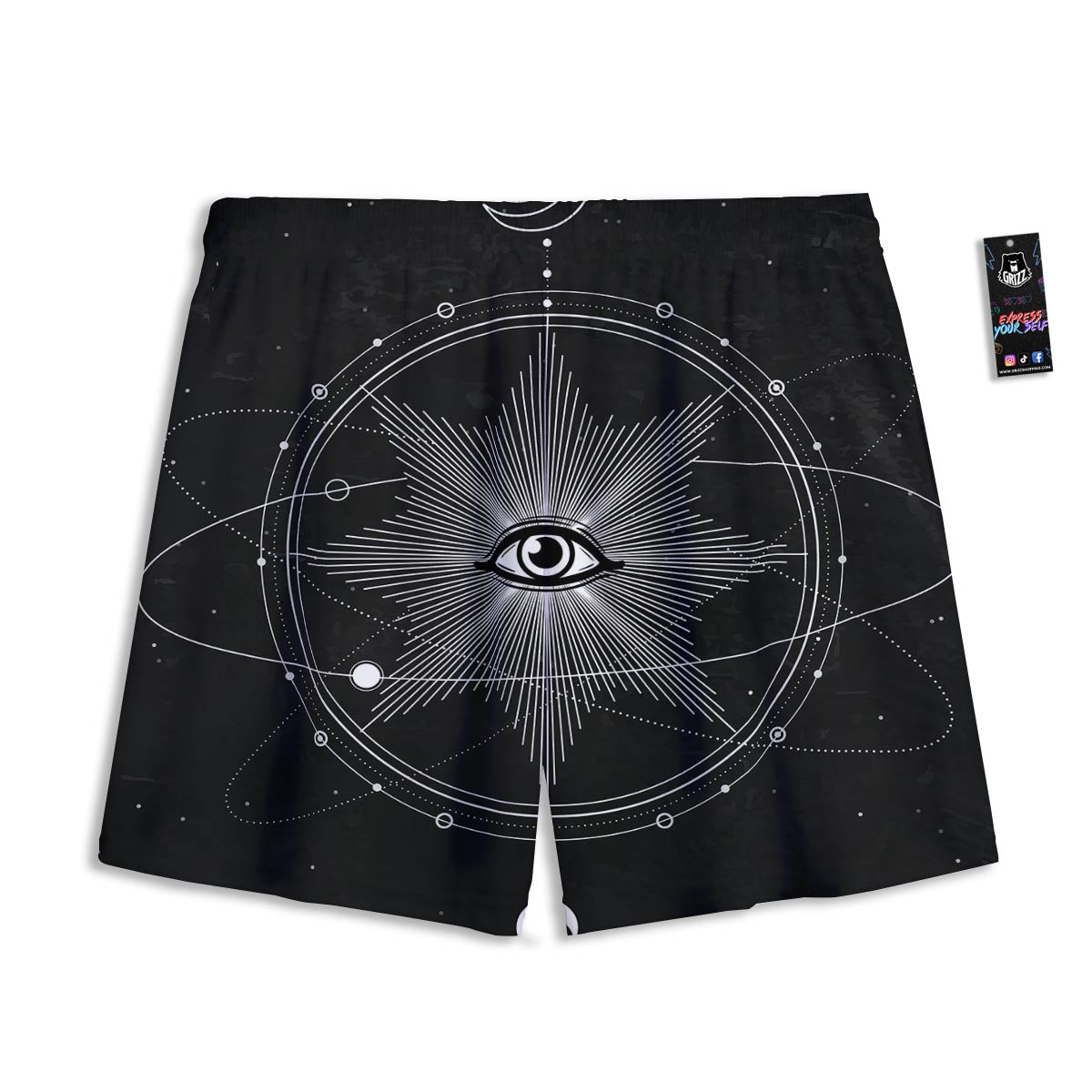 All Seeing Eye Sun Print Mesh Shorts
