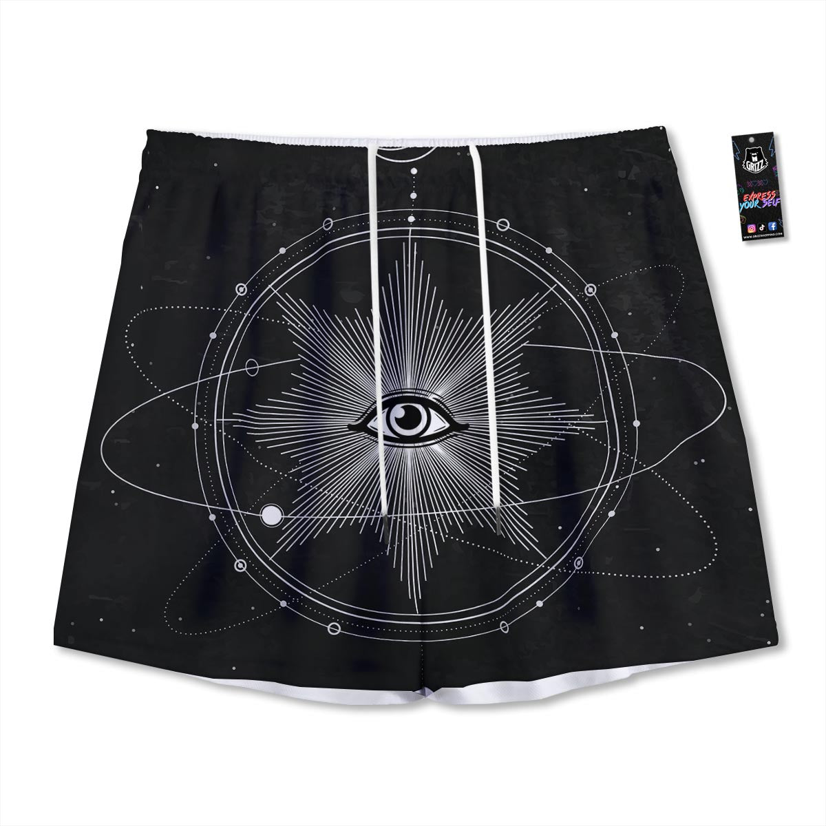 All Seeing Eye Sun Print Mesh Shorts