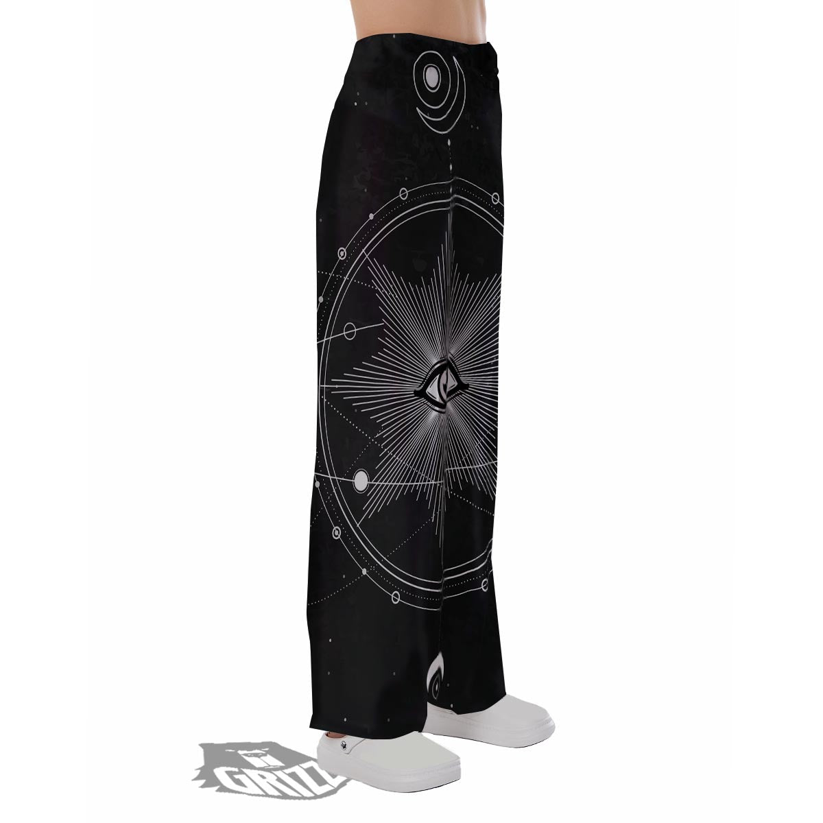 All Seeing Eye Sun Print Pajama Pants-grizzshop