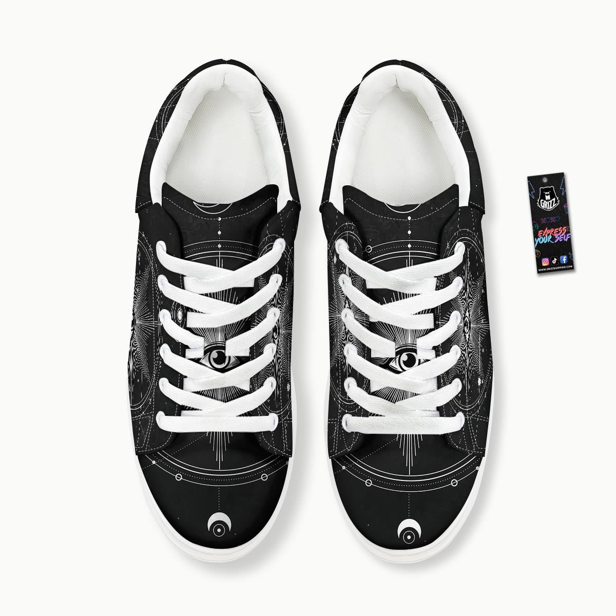 All Seeing Eye Sun Print Platform Shoes-grizzshop