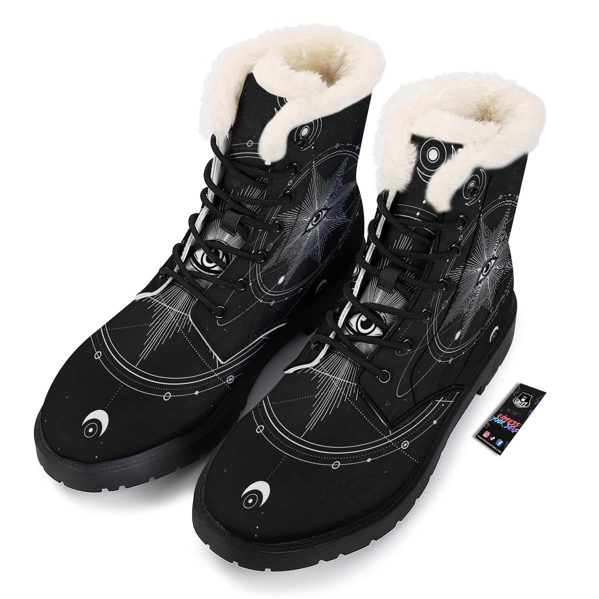 All Seeing Eye Sun Print Winter Boots-grizzshop