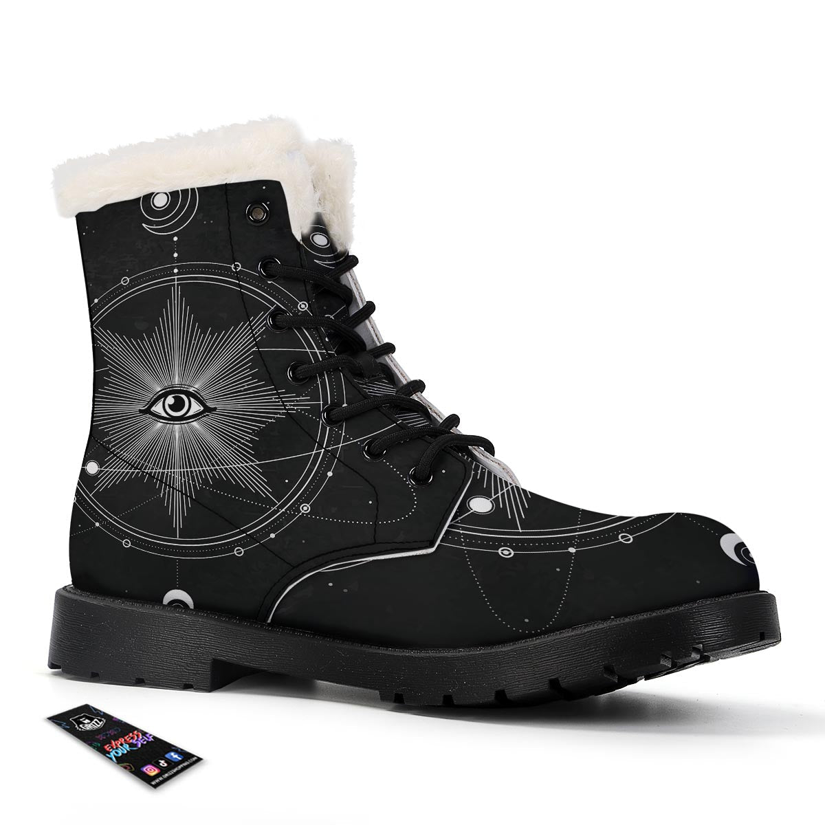 All Seeing Eye Sun Print Winter Boots-grizzshop