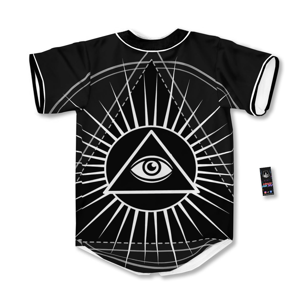 All Seeing Eye White And Black Print Baseball Jersey-grizzshop