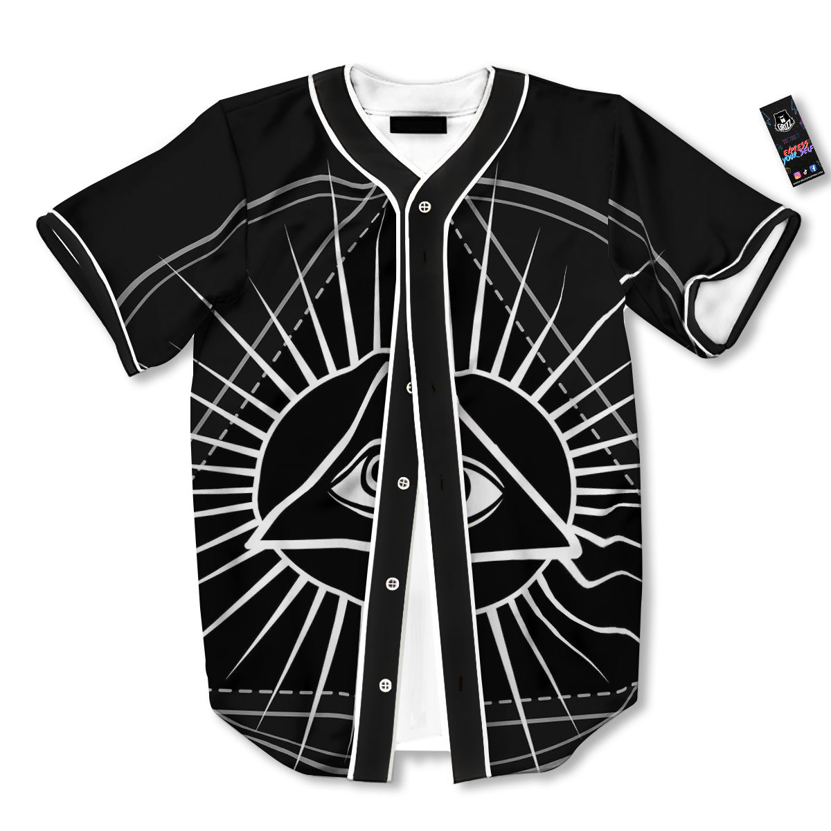 All Seeing Eye White And Black Print Baseball Jersey-grizzshop