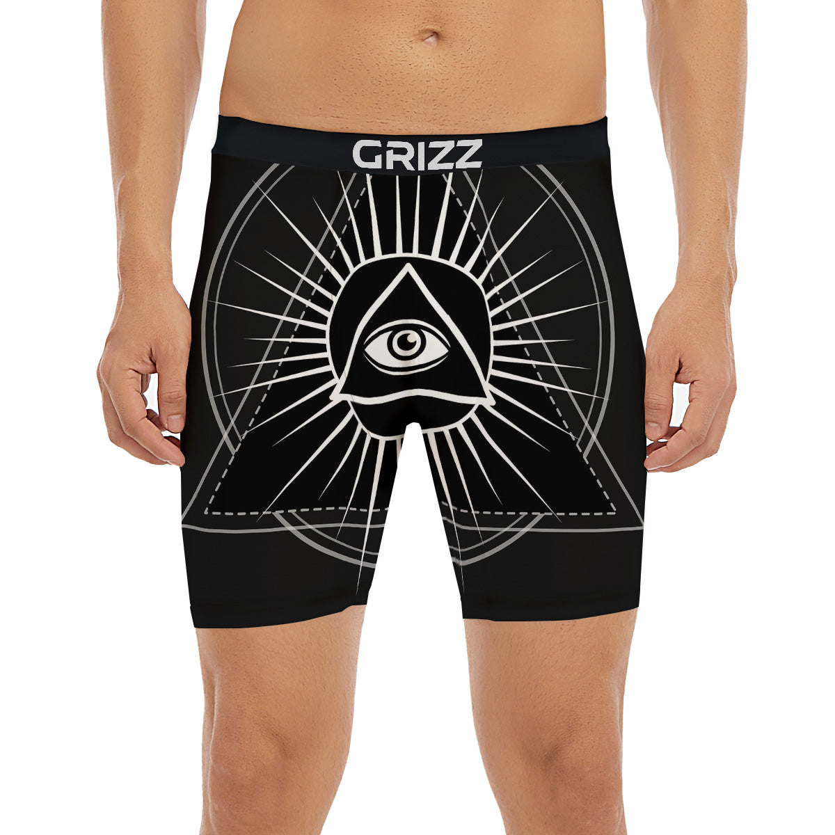 All Seeing Eye White And Black Print Boxer Briefs-grizzshop