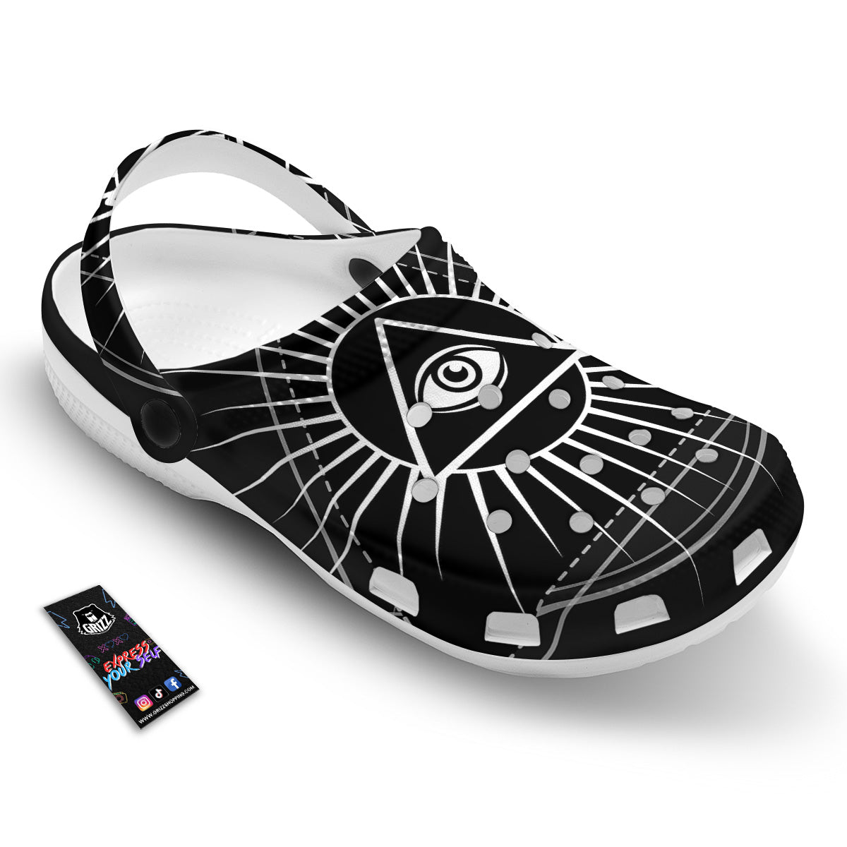 All Seeing Eye White And Black Print Clog-grizzshop