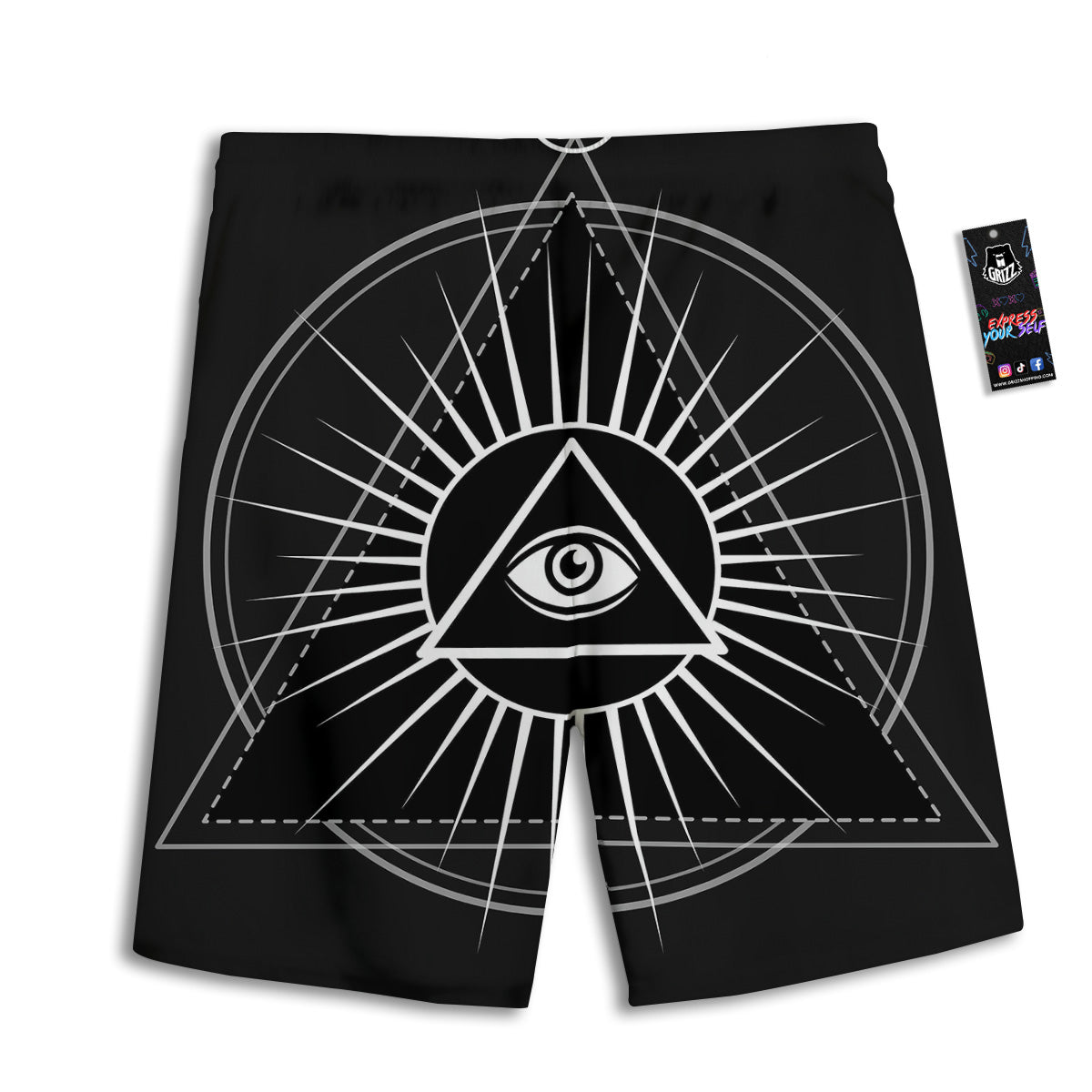 All Seeing Eye White And Black Print Men's Athletic Shorts