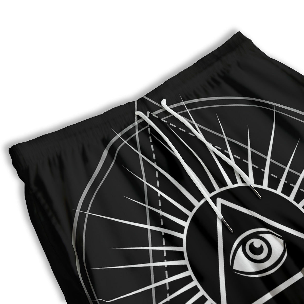 All Seeing Eye White And Black Print Men's Athletic Shorts