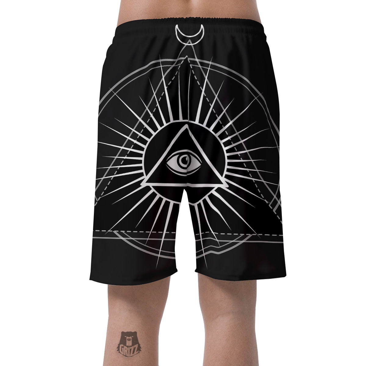 All Seeing Eye White And Black Print Men's Shorts-grizzshop