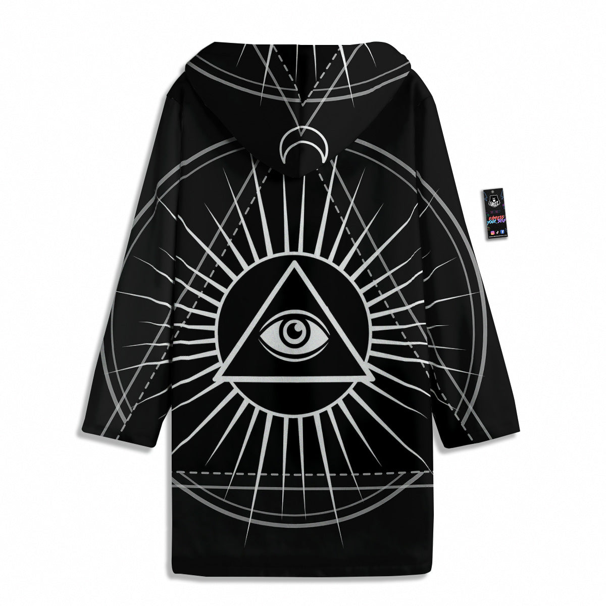 All Seeing Eye White And Black Print Men's Windbreaker Jacket-grizzshop